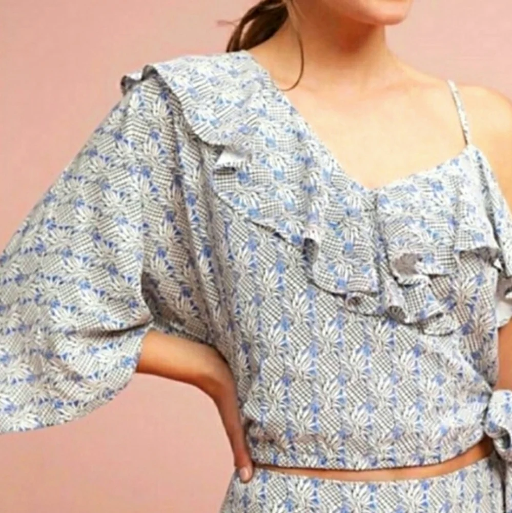 Anthropologie Maeve Imelda Pineapple Ruffle Blouse - Picture 9 of 9
